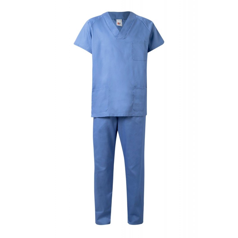 Pijama laboral color Celeste unisex, ref. 800_05, Velilla