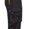 Pantalón de trabajo stretch, refuerzo trasero, color Negro/naranja, ref. 103008S_00/19, Velilla