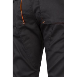 Pantalón de trabajo stretch, refuerzo trasero, color Negro/naranja, ref. 103008S_00/19, Velilla