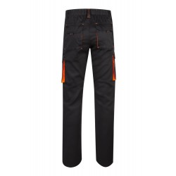 Pantalón de trabajo stretch, refuerzo trasero, color Negro/naranja, ref. 103008S_00/19, Velilla