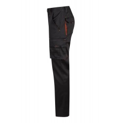 Pantalón de trabajo stretch, refuerzo trasero, color Negro/naranja, ref. 103008S_00/19, Velilla