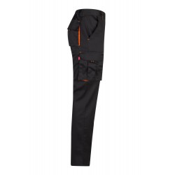 Pantalón de trabajo stretch, refuerzo trasero, color Negro/naranja, ref. 103008S_00/19, Velilla