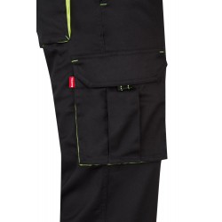 Pantalón de trabajo stretch, refuerzo trasero, color Amarillo flúor/negro, ref. 103008S_00/20, Velilla