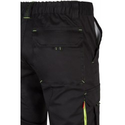Pantalón de trabajo stretch, refuerzo trasero, color Amarillo flúor/negro, ref. 103008S_00/20, Velilla