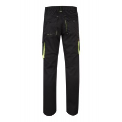 Pantalón de trabajo stretch, refuerzo trasero, color Amarillo flúor/negro, ref. 103008S_00/20, Velilla