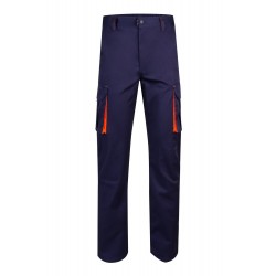 Pantalón de trabajo stretch, refuerzo trasero, color Naranja flúor/navy, ref. 103008S_01/19, Velilla