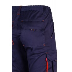 Pantalón de trabajo stretch, refuerzo trasero, color Naranja flúor/navy, ref. 103008S_01/19, Velilla
