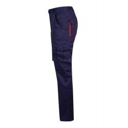 Pantalón de trabajo stretch, refuerzo trasero, color Naranja flúor/navy, ref. 103008S_01/19, Velilla