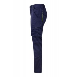 Pantalón de trabajo stretch, refuerzo trasero, color Amarillo flúor/navy, ref. 103008S_01/20, Velilla