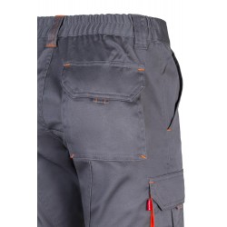 Pantalón de trabajo stretch, refuerzo trasero, color Naranja flúor/gris, ref. 103008S_08/19, Velilla