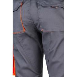 Pantalón de trabajo stretch, refuerzo trasero, color Naranja flúor/gris, ref. 103008S_08/19, Velilla