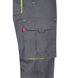 Pantalón de trabajo stretch, refuerzo trasero, color Amarillo flúor/gris, ref. 103008S_08/20, Velilla