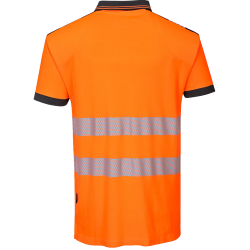 Polo manga corta alta visibilidad naranja flúor negro, ref. T180, PORTWEST 2