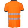Polo manga corta alta visibilidad naranja flúor negro, ref. T180, PORTWEST 2