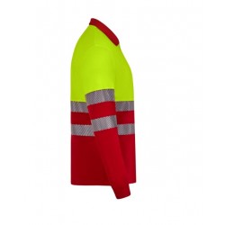 Polo poliéster reciclado alta visibilidad manga larga rojo amarillo flúor,... 4