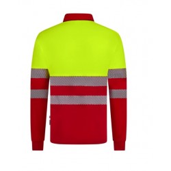 Polo poliéster reciclado alta visibilidad manga larga rojo amarillo flúor,... 2