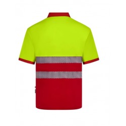 Polo poliéster reciclado alta visibilidad manga corta rojo amarillo flúor,... 2