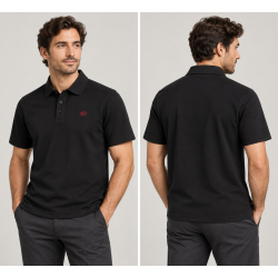 Polo negro hombre manga corta con logo ITURRI