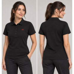 Polo negro mujer manga corta con logo ITURRI
