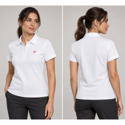 Polo blanco mujer manga corta con logo ITURRI