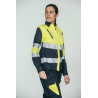 Camisa alta visibilidad MUJER KINGSMANN STARLIGHT manga larga, Azul Marino con Amarillo Flúor 1
