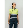 Polo alta visibilidad MUJER KINGSMANN STARLIGHT manga corta, Azul Marino con Amarillo Flúor 1
