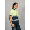 Polo alta visibilidad MUJER KINGSMANN STARLIGHT manga corta, Azul Marino con Amarillo Flúor 2