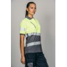 Polo alta visibilidad MUJER KINGSMANN STARLIGHT manga corta 100% Poliéster, Gris con Amarillo Flúor 2