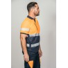 Polo alta visibilidad HOMBRE KINGSMANN STARLIGHT manga corta 100% Poliéster, Azul Marino con Naranja Flúor 2