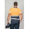 Polo alta visibilidad HOMBRE KINGSMANN STARLIGHT manga corta 65/35, Azul Marino con Naranja Flúor 2