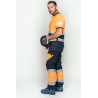 Polo alta visibilidad HOMBRE KINGSMANN STARLIGHT manga corta 65/35, Azul Marino con Naranja Flúor 5