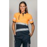 Polo alta visibilidad MUJER KINGSMANN STARLIGHT manga corta 65/35, Azul Marino con Naranja Flúor 1