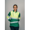 Polo alta visibilidad MUJER KINGSMANN STARLIGHT manga larga 100% Poliéster, Verde con Amarillo Flúor 1
