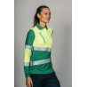 Polo alta visibilidad MUJER KINGSMANN STARLIGHT manga larga 100% Poliéster, Verde con Amarillo Flúor 2