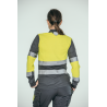 Polo alta visibilidad MUJER KINGSMANN STARLIGHT manga larga 100% Poliéster, Gris con Amarillo Flúor 2