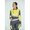 Polo alta visibilidad MUJER KINGSMANN STARLIGHT manga larga 100% Poliéster, Gris con Amarillo Flúor 4