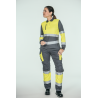 Polo alta visibilidad MUJER KINGSMANN STARLIGHT manga larga 100% Poliéster, Gris con Amarillo Flúor 6