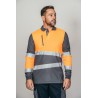 Polo alta visibilidad HOMBRE KINGSMANN STARLIGHT manga larga 100% Poliéster, Gris con Naranja Flúor 1