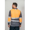 Polo alta visibilidad HOMBRE KINGSMANN STARLIGHT manga larga 100% Poliéster, Gris con Naranja Flúor 3