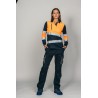 Polo alta visibilidad MUJER KINGSMANN STARLIGHT manga larga 100% Poliéster, Azul Marino con Naranja Flúor 4