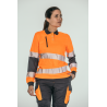 Polo alta visibilidad MUJER KINGSMANN STARLIGHT manga larga 100% Poliéster, Naranja Flúor 1