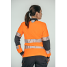 Polo alta visibilidad MUJER KINGSMANN STARLIGHT manga larga 100% Poliéster, Naranja Flúor 2
