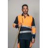Polo alta visibilidad HOMBRE KINGSMANN STARLIGHT manga larga 65/35, Azul Marino con Naranja Flúor 1