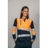 Polo alta visibilidad MUJER KINGSMANN STARLIGHT manga larga 65/35, Azul Marino con Naranja Flúor 1