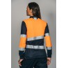 Polo alta visibilidad MUJER KINGSMANN STARLIGHT manga larga 65/35, Azul Marino con Naranja Flúor 2