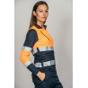 Polo alta visibilidad MUJER KINGSMANN STARLIGHT manga larga 65/35, Azul Marino con Naranja Flúor 3
