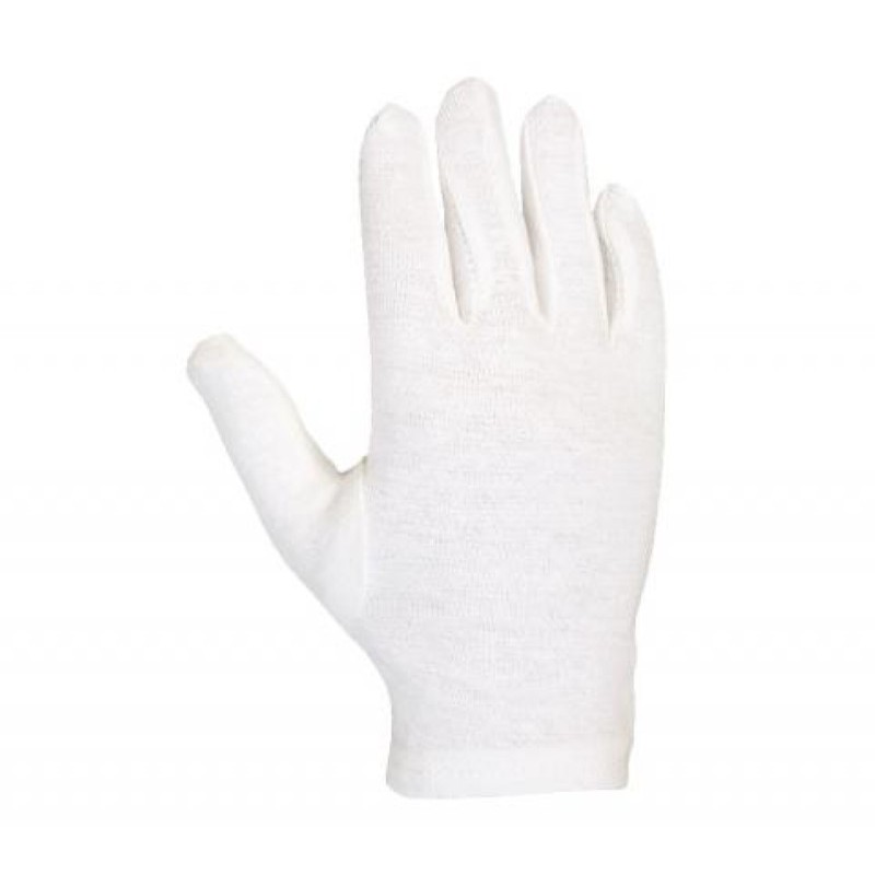 Par de guantes de algodón 100% interlock, 413 BLA de JUBA, punto ligero sin puño