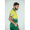 Polo alta visibilidad HOMBRE KINGSMANN STARLIGHT manga corta 100% Poliéster, Verde con Amarillo Flúor 2