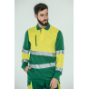 Polo alta visibilidad HOMBRE KINGSMANN STARLIGHT manga larga 100% Poliéster, Verde con Amarillo Flúor 3