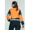 Polar Softshell alta visibilidad MUJER KINGSMANN STARLIGHT mangas desmontables, Azul Marino con Naranja Flúor 2